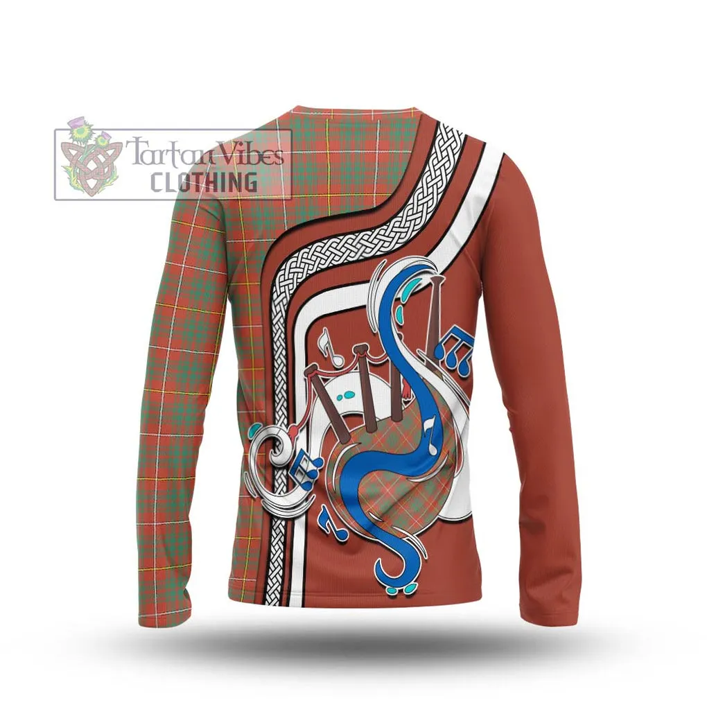 Bruce Ancient Tartan Long Sleeve T-Shirt with Epic Bagpipe Style