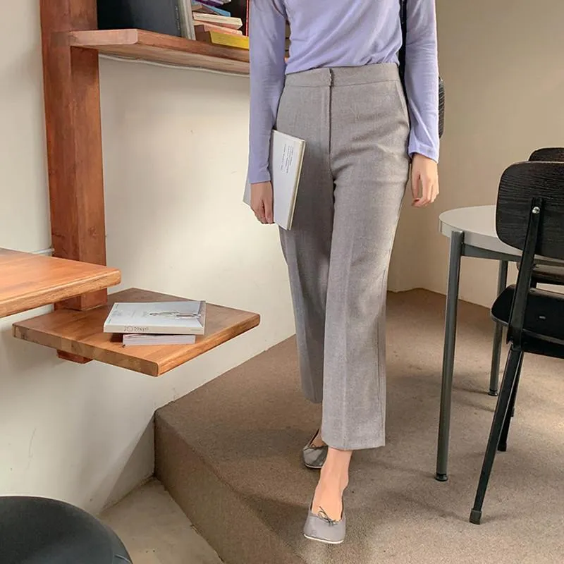 Casual High Waist Office Style Straight Pants