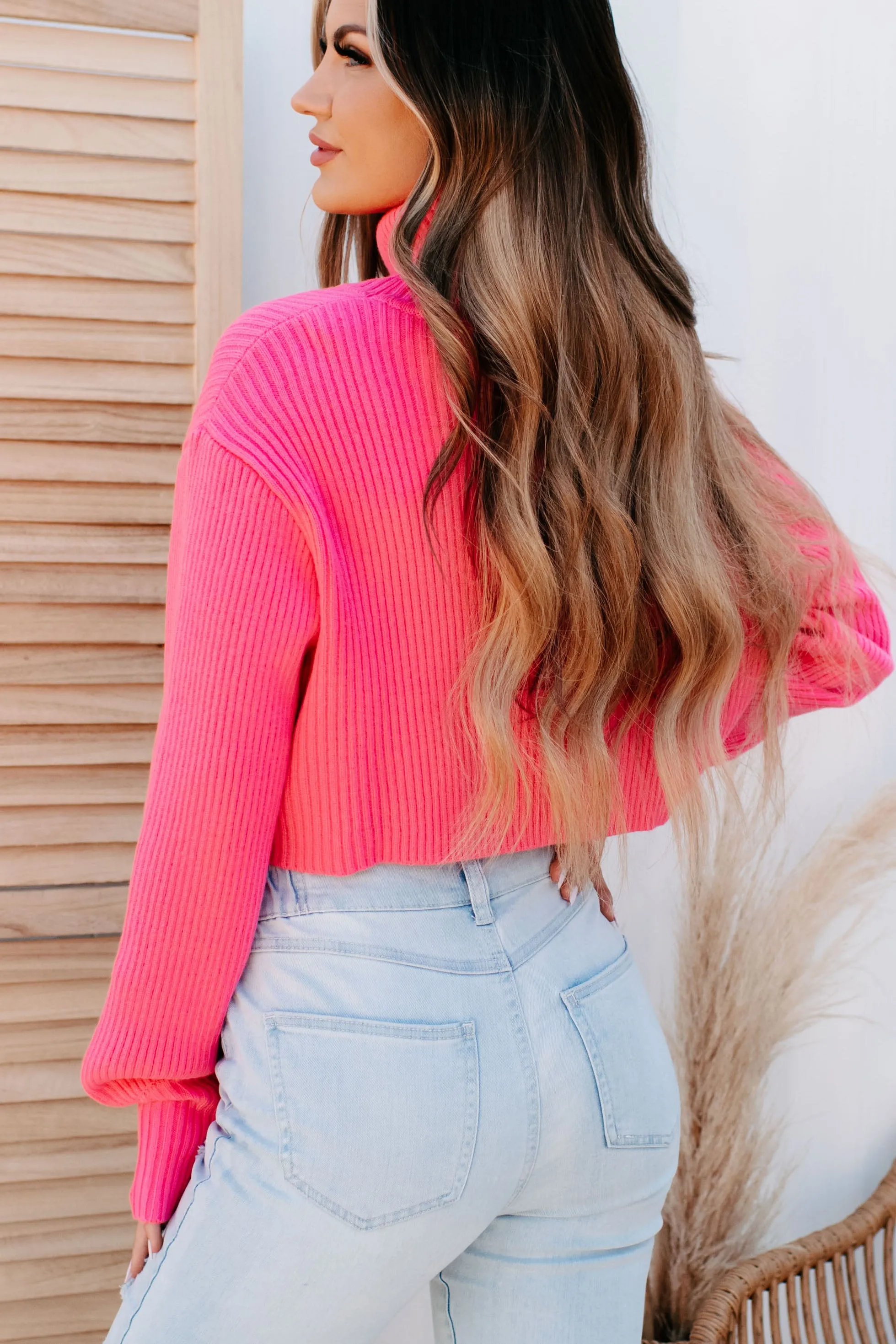 Charlotte Turtleneck Sweater (Hot Pink)