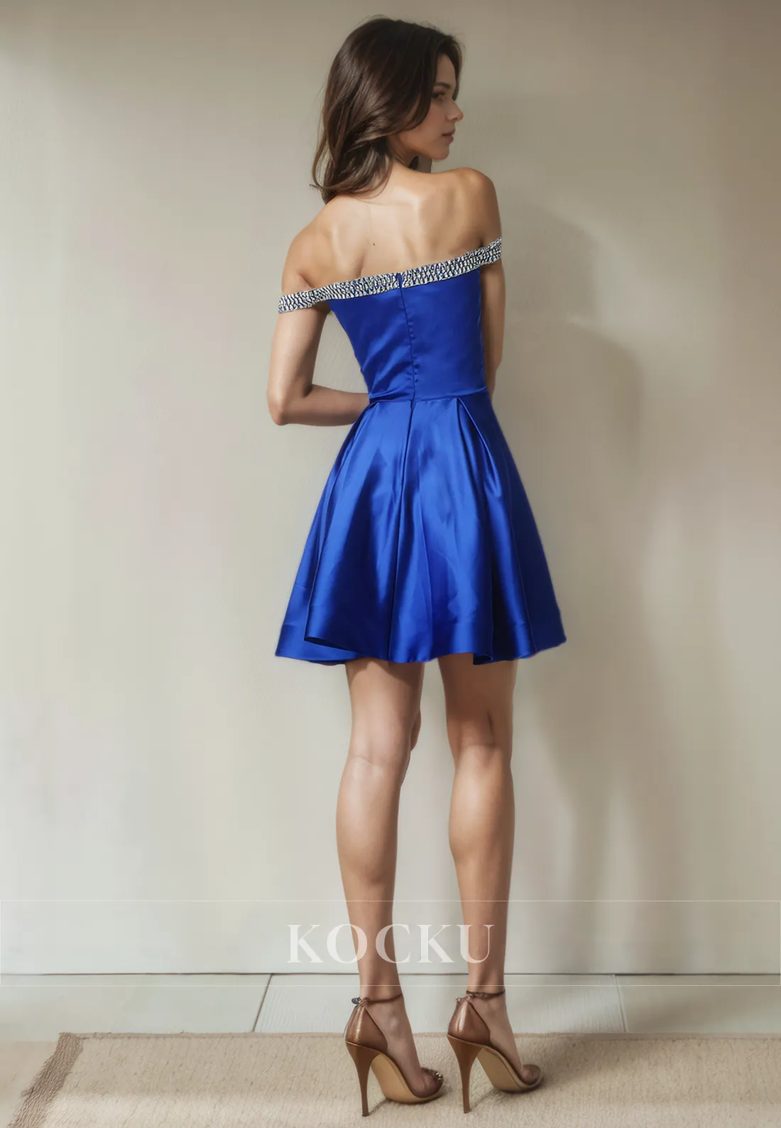 Chic & Modern Off-Shoulder A-Line Satin Party Homecoming Dress