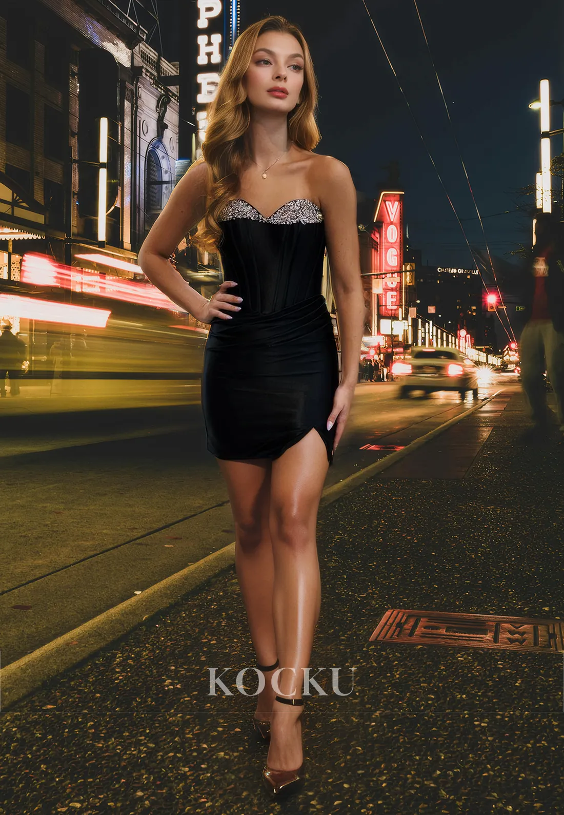 Chic & Modern Off-Shoulder Rhinestone Sheath Party Homecoming Dress