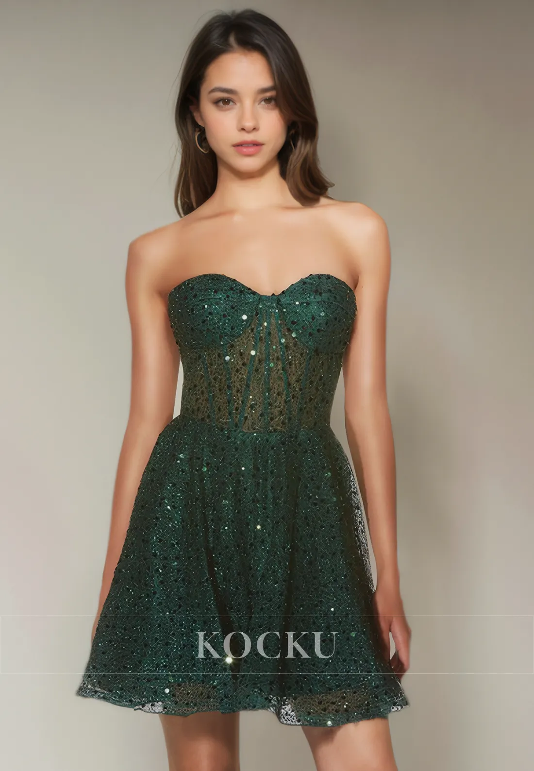 Chic & Modern Off-Shoulder Sleeveless Sparkly Sequined Party Homecoming Dress