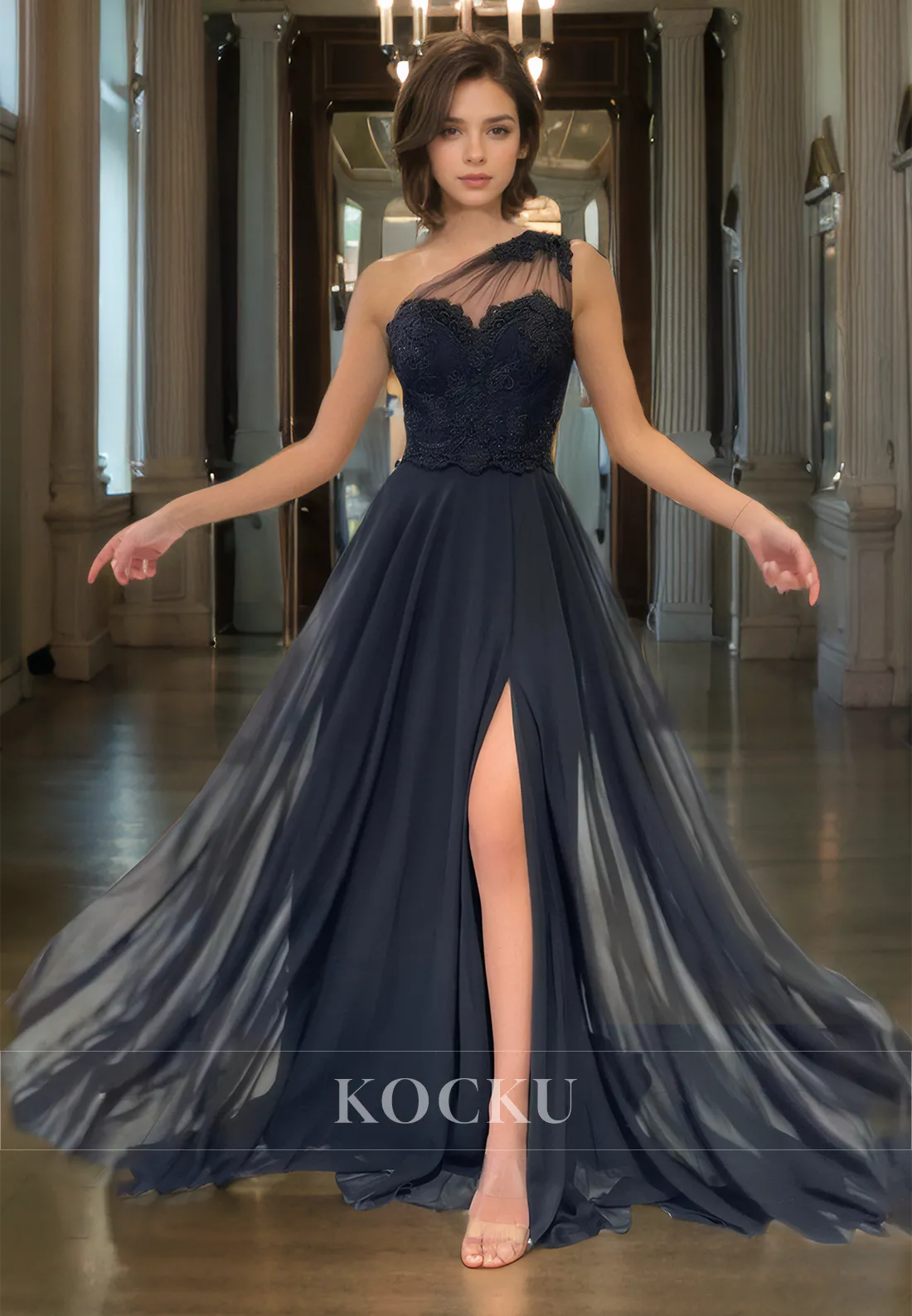 Chic & Modern One Shoulder Sleeveless A-Line Sleeveless Evening Party Prom Dress