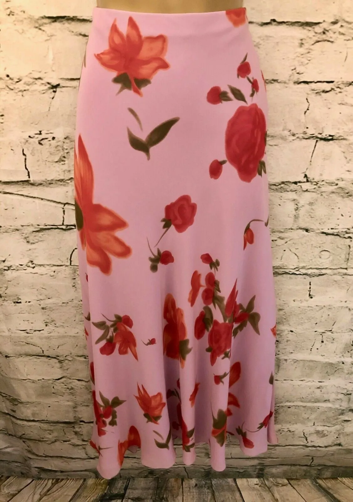 Chrystiano Long Pink Chiffon Floral Special Occasion Outfit UK 12 US 8 EU 40