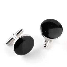 Classy Men Cufflinks Black & Platinum