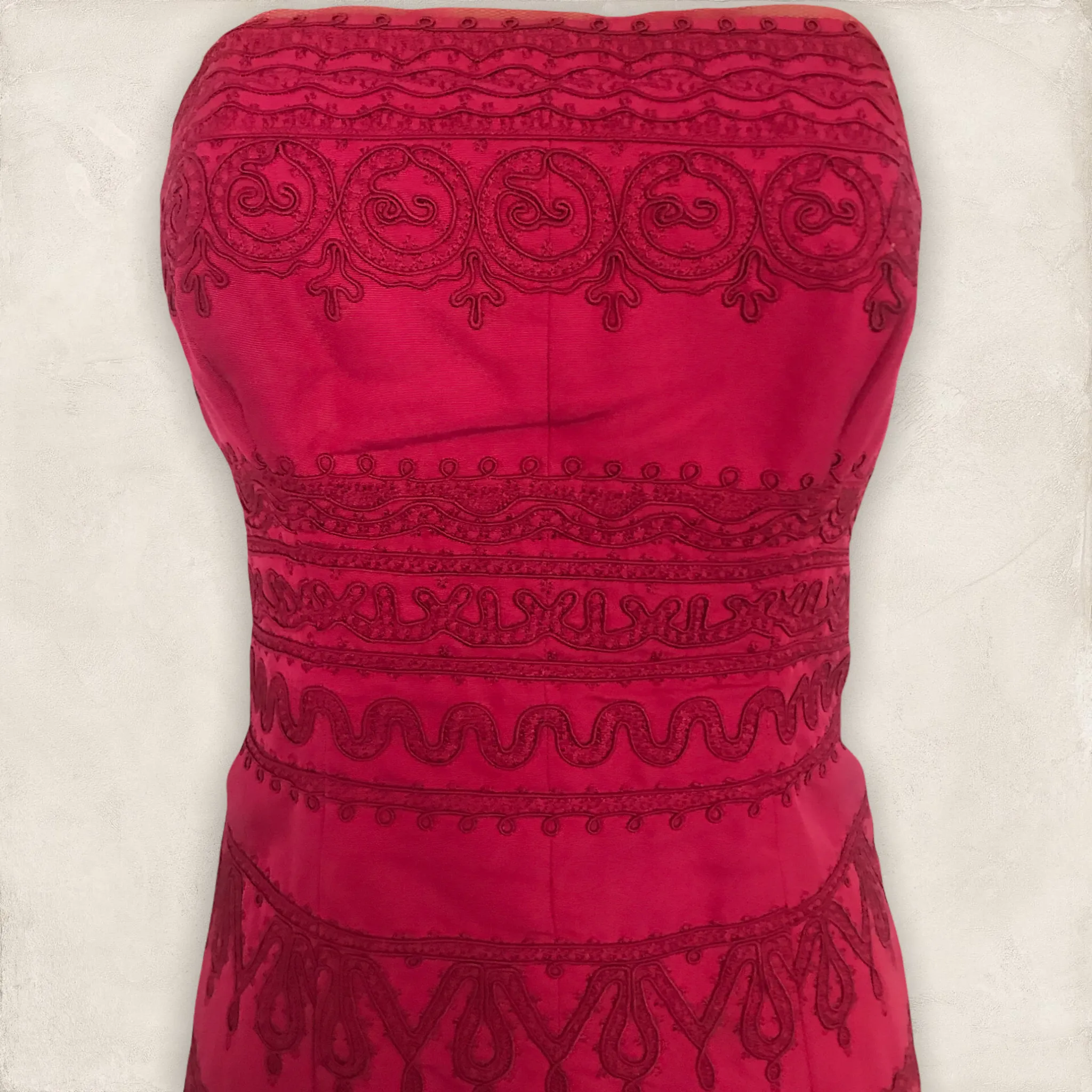 Coast Red Silk & Cotton Embroidered Dress UK 12 US 8 EU 40