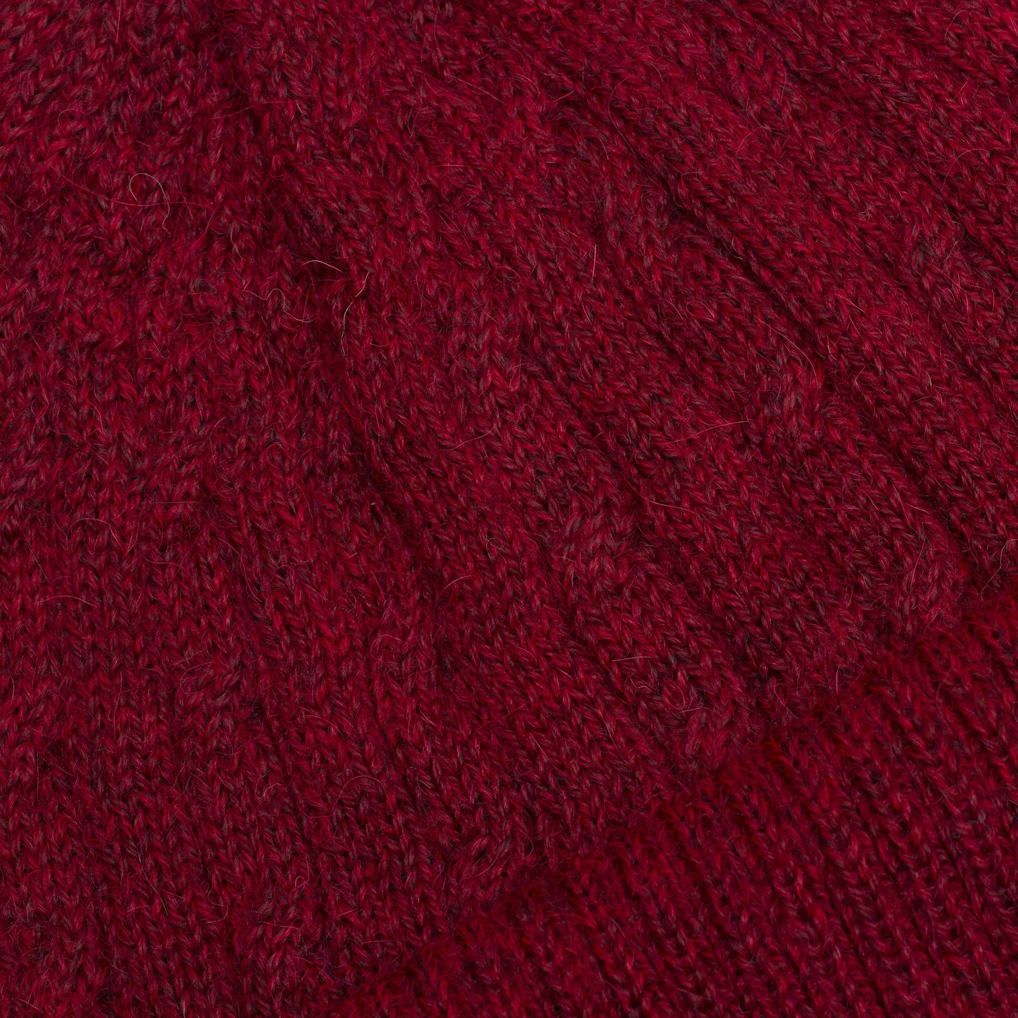 Comfy in Burgundy Cranberry Red 100% Alpaca Soft Cable Knit Hat from Peru