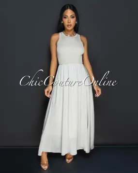 Costanza Nude Ribbed Silky Midi Dress