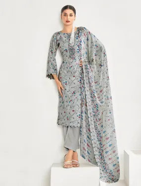 Cotton Grey Unstitched Women Suit Dress Material