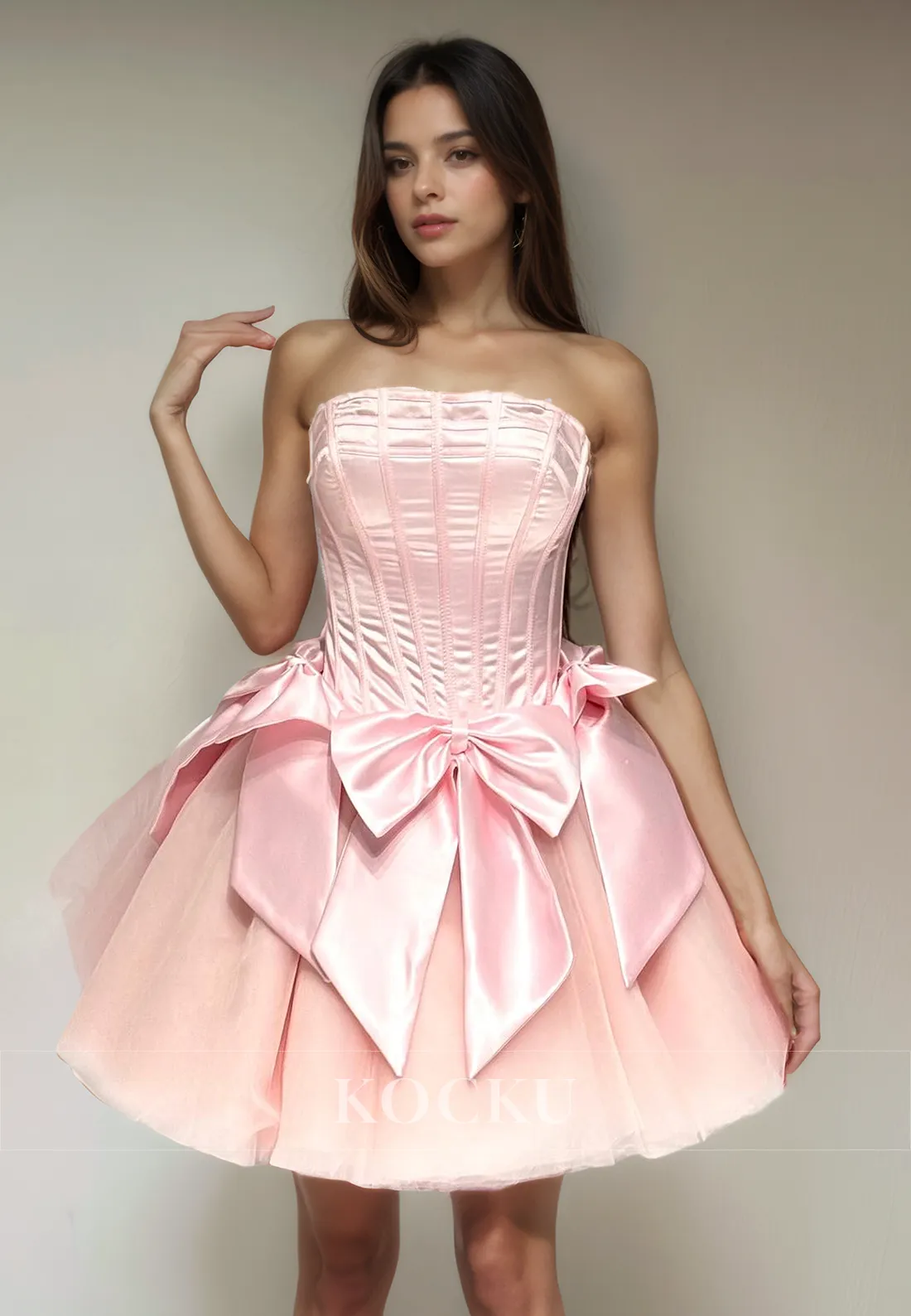 Couture & Ornate Off-Shoulder Sleeveless Bowknot A-Line Party Homecoming Dress