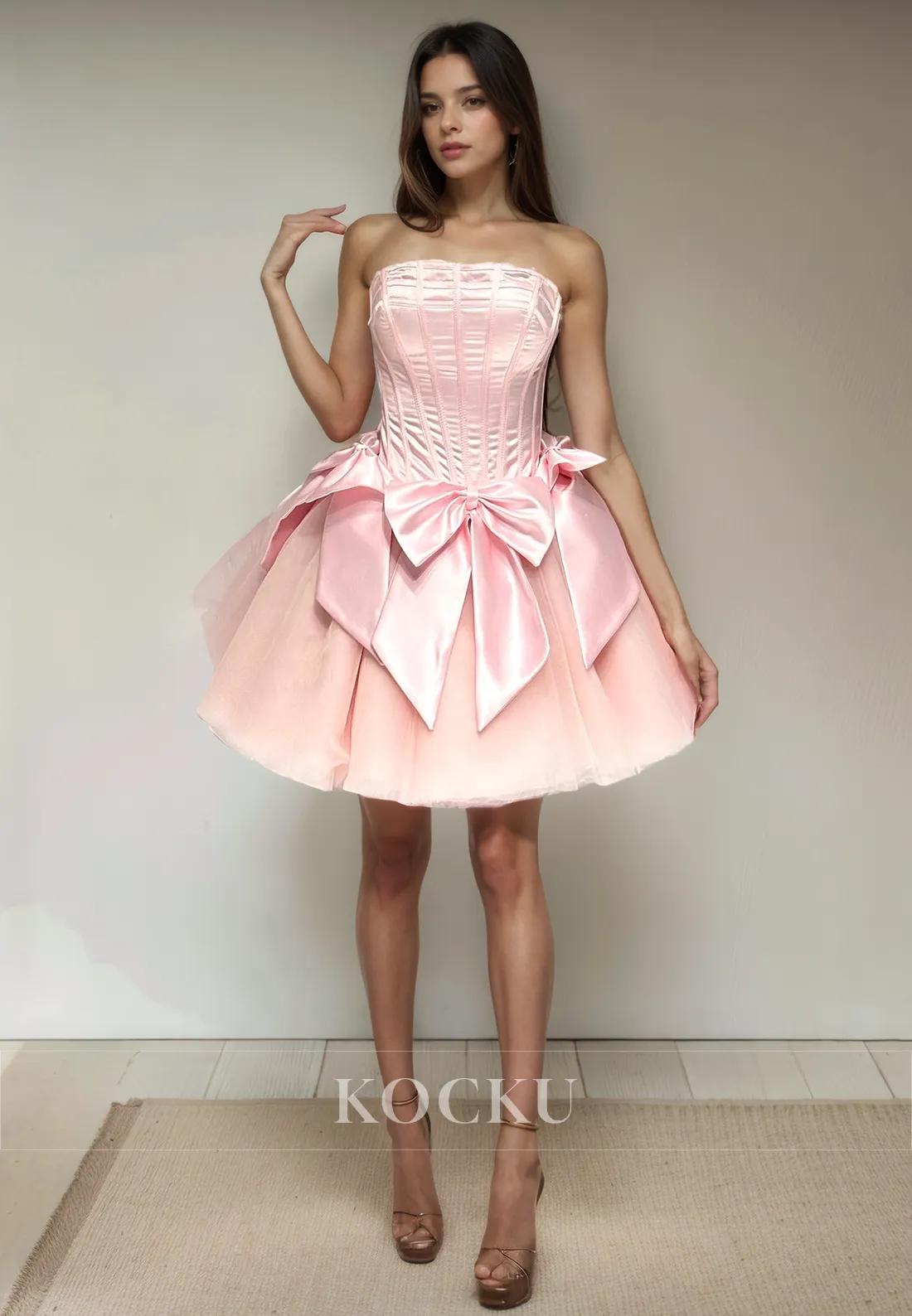 Couture & Ornate Off-Shoulder Sleeveless Bowknot A-Line Party Homecoming Dress