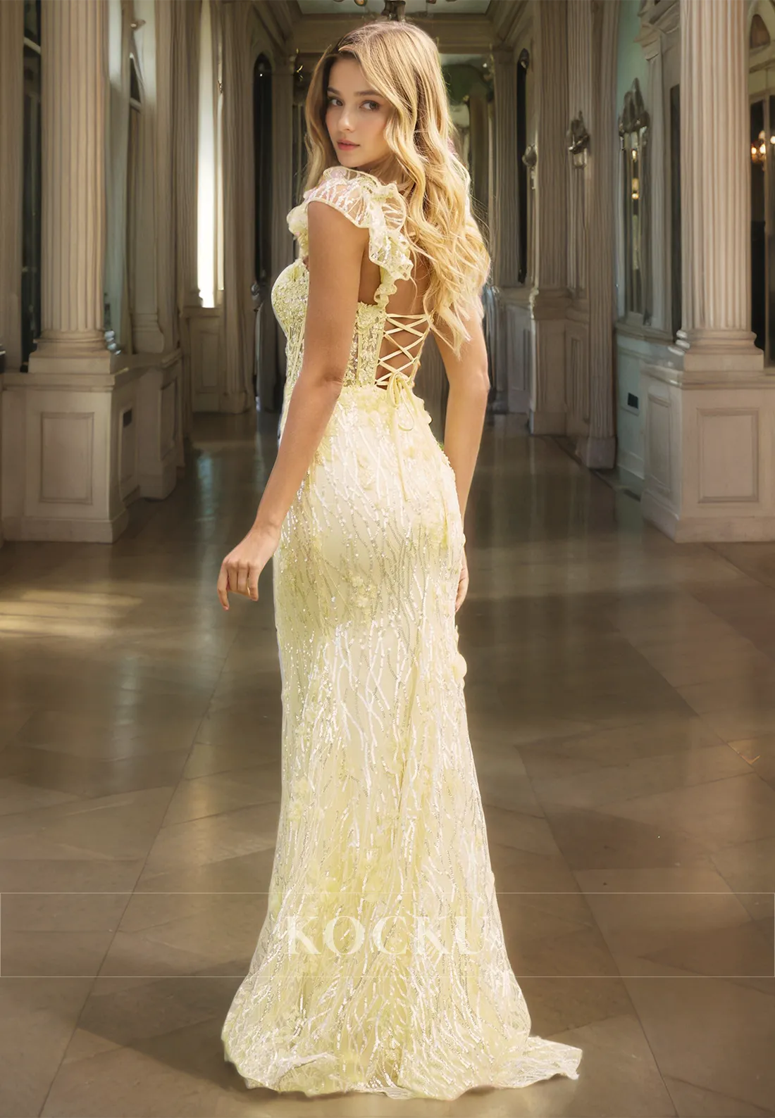 Couture & Ornate Straps Appliques Mermaid Evening Party Prom Dress