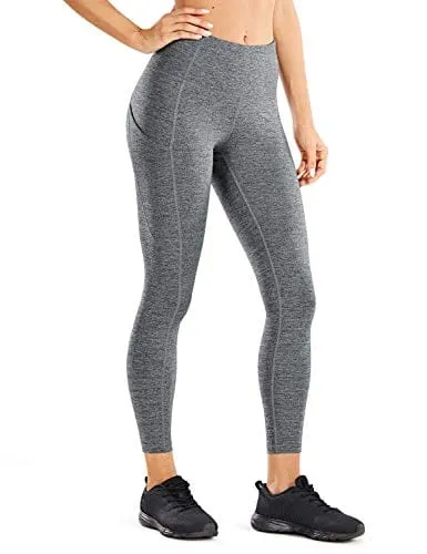 CRZ YOGA Women's Naked Feeling Workout Leggings 25 Inches - High Waisted Yoga Pants with Side Pockets Double Ash