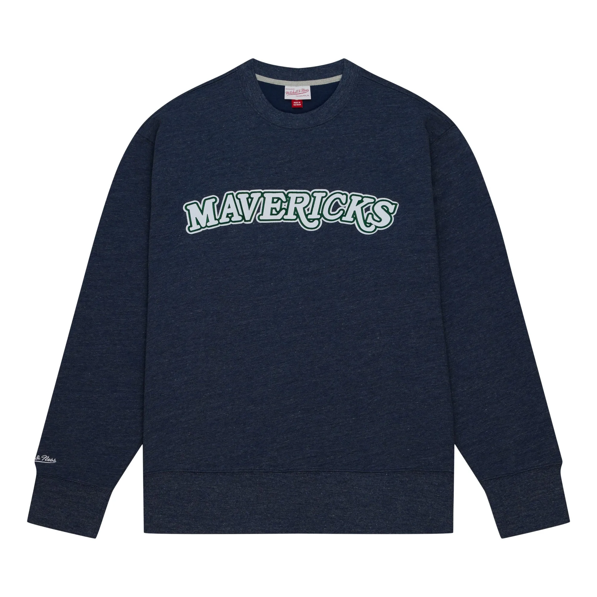 DALLAS MAVERICKS MITCHELL & NESS NAVY BLUE CREWNECK SWEATSHIRT