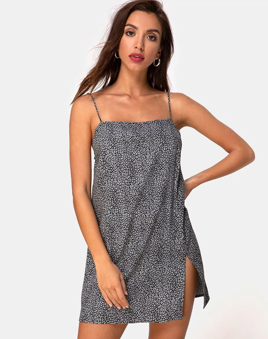 Datista Slip Dress in Ditsy Leopard Grey