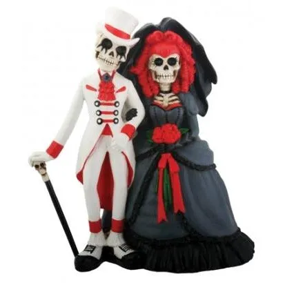 Day of the Dead Gothic Skulls Wedding Cake Topper