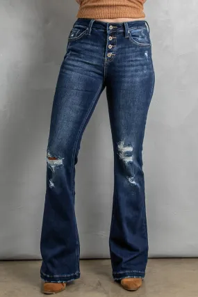 Distressed Flare Bottom Jeans