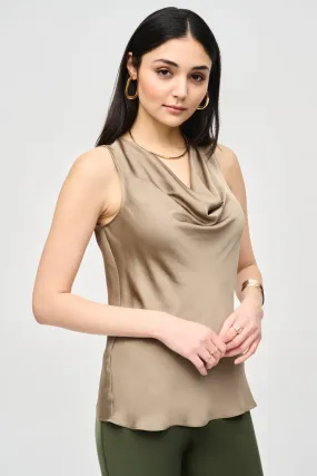 DRAPE NECK SATIN TOP