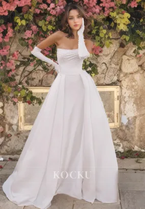 Elegant & Simple A-Line Sleeveless Satin Wedding Dress