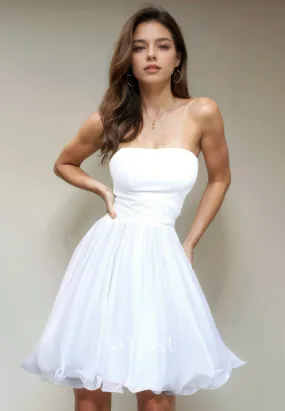 Elegant & Simple Off-Shoulder Sleeveless A-Line Chiffon Party Homecoming Dress