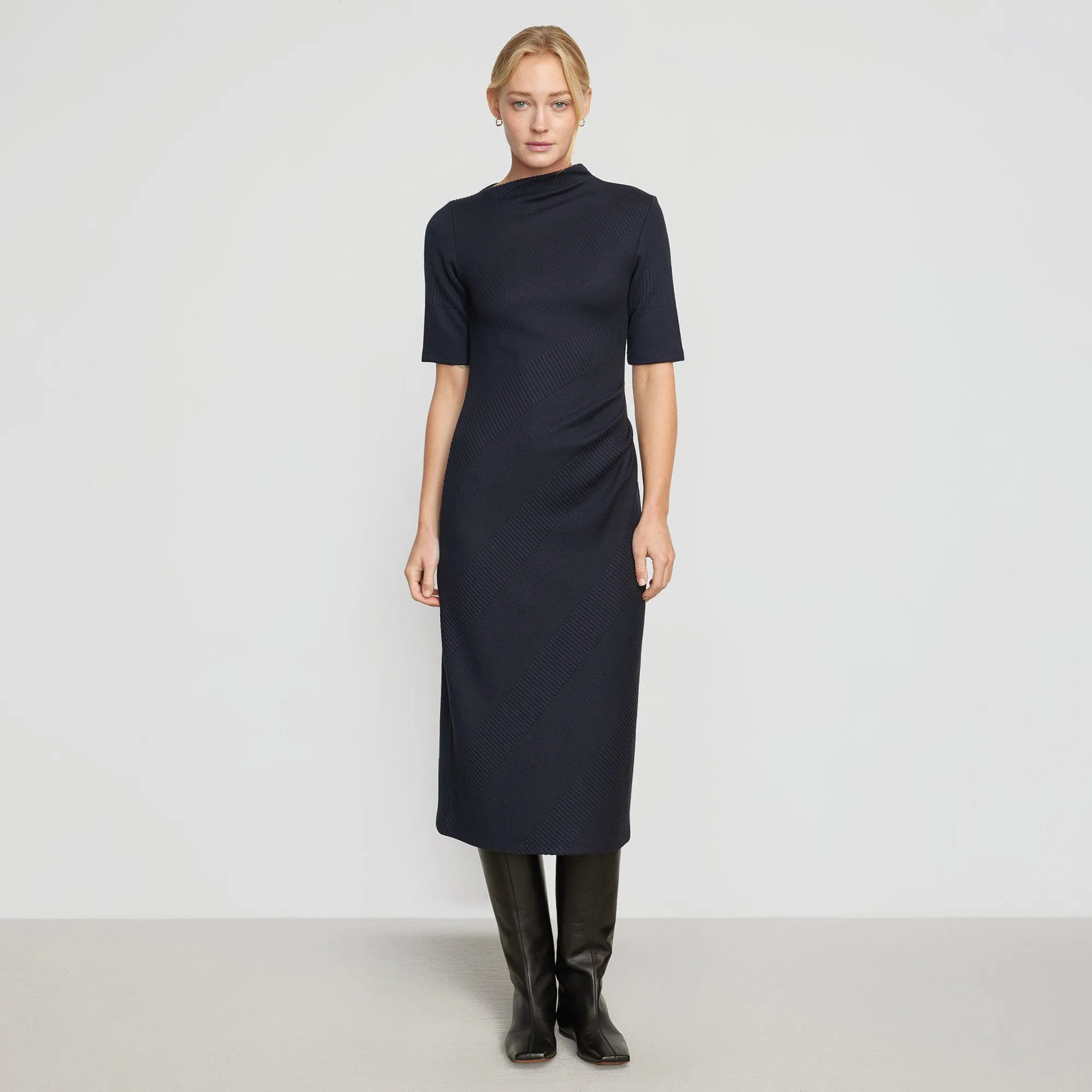 Evie Ribbed-Knit Jersey Dress