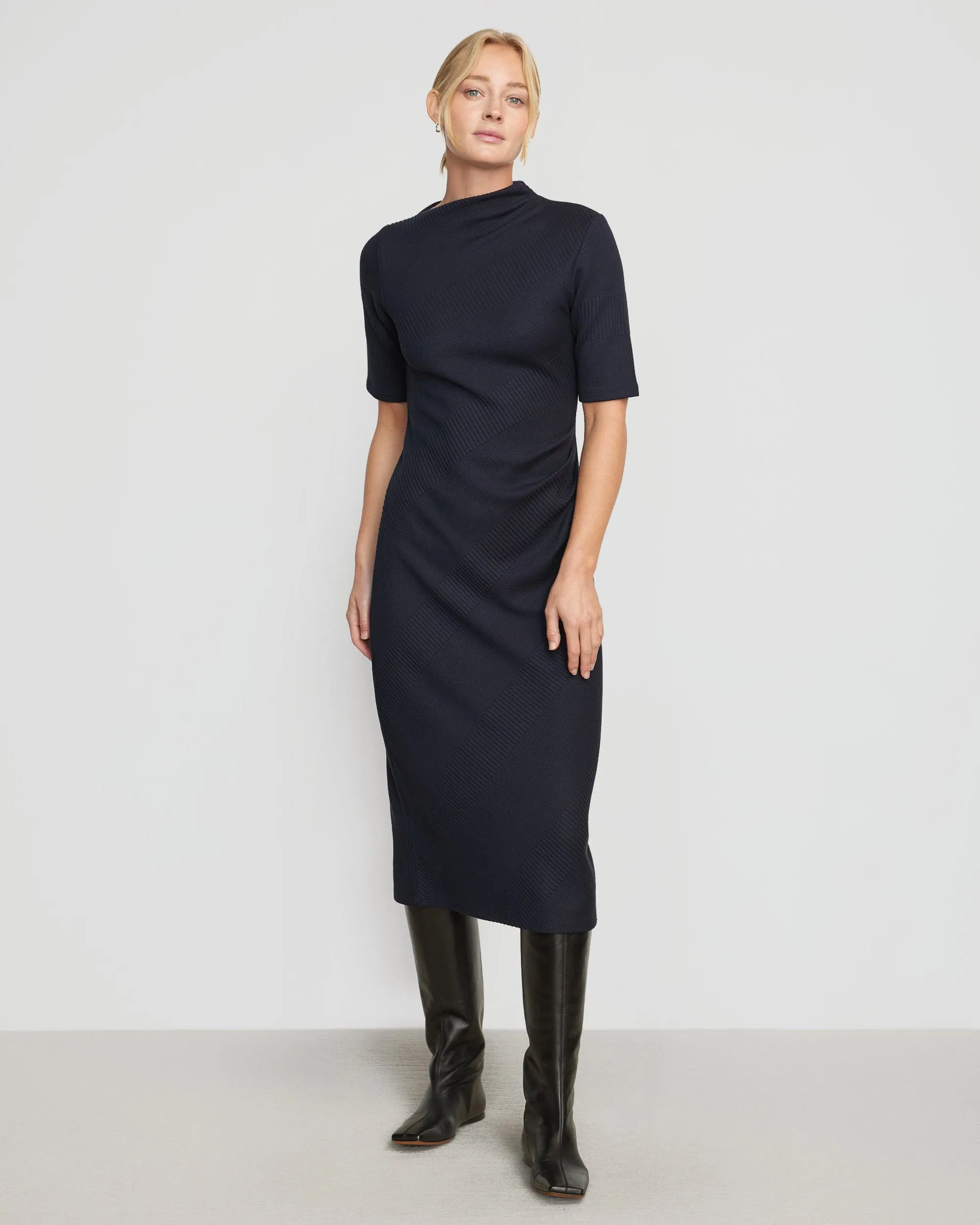 Evie Ribbed-Knit Jersey Dress