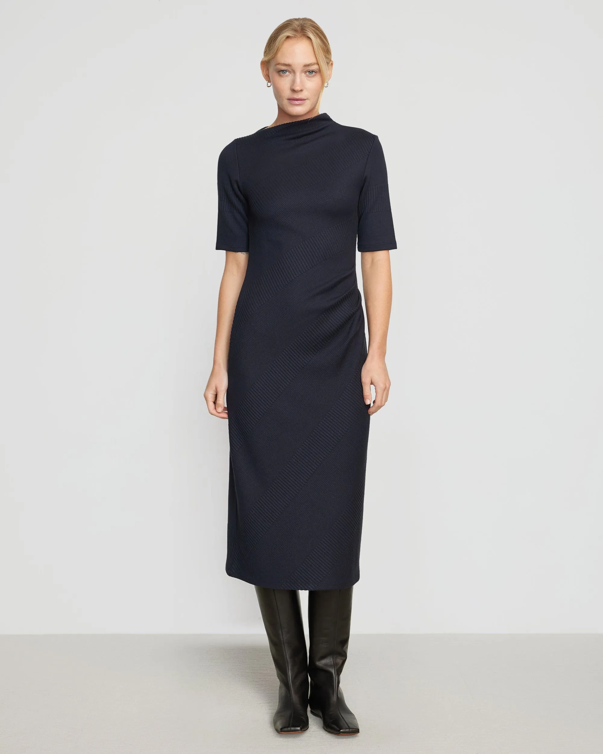 Evie Ribbed-Knit Jersey Dress