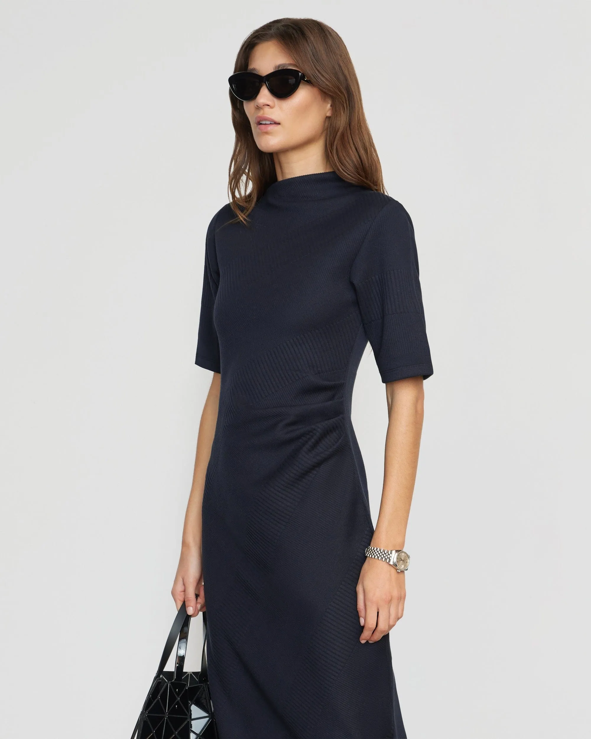 Evie Ribbed-Knit Jersey Dress