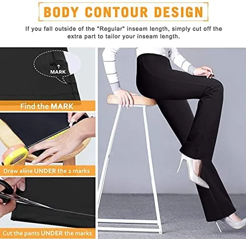 Ewedoos Bootcut Yoga Pants for Women High Waisted Yoga Pants with Pockets for Women Bootleg Work Pants Workout Pants Black