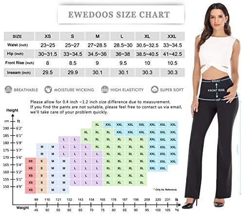 Ewedoos Bootcut Yoga Pants for Women High Waisted Yoga Pants with Pockets for Women Bootleg Work Pants Workout Pants Black