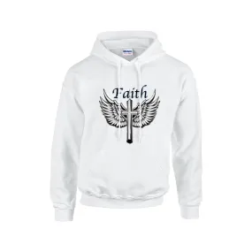 Faith Cross w/Wings Hoodie |Gildan 18500