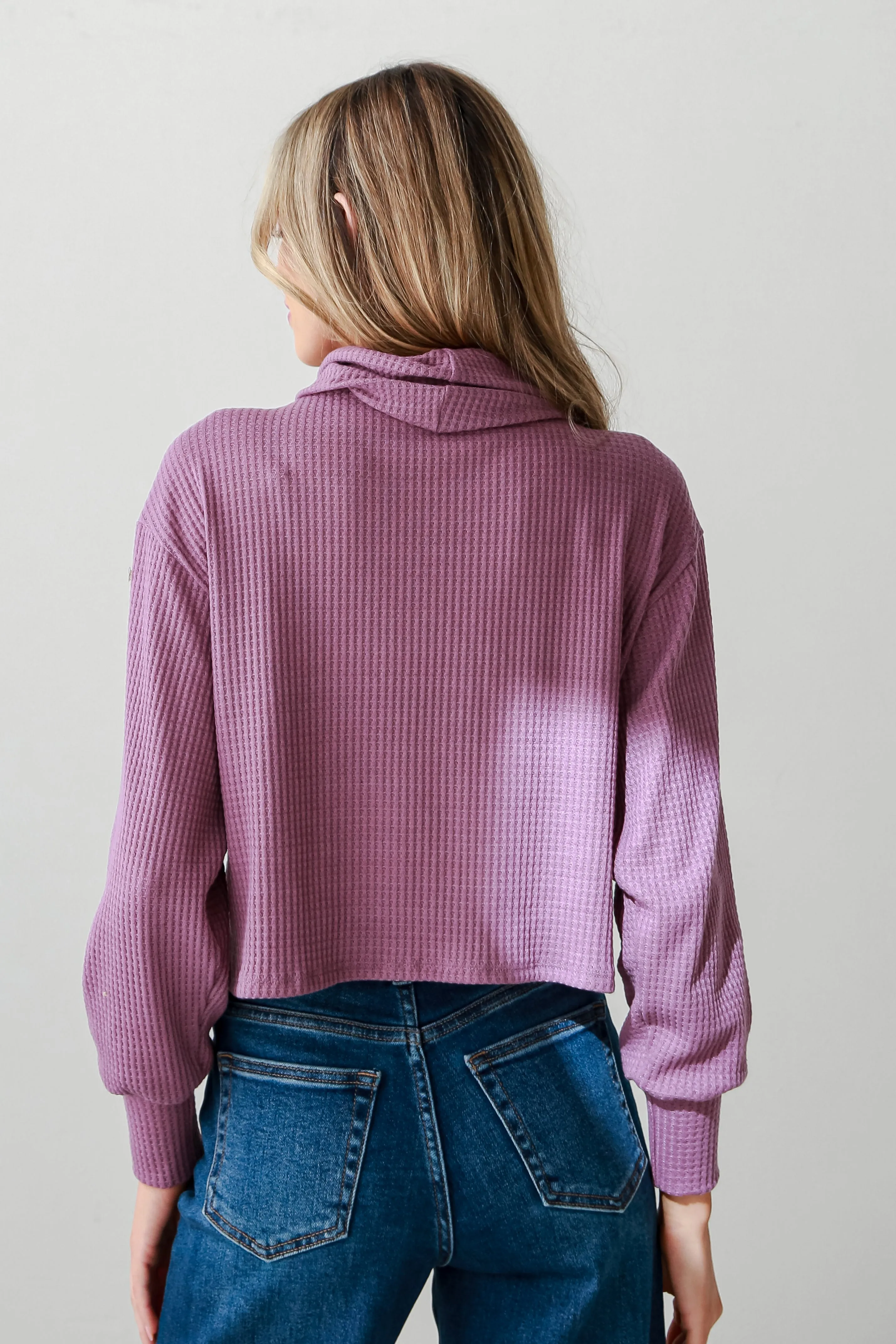 FINAL SALE - Remember This Moment Plum Waffle Knit Turtleneck Top