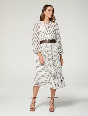 Fiona Pleat Belted Midi Dress