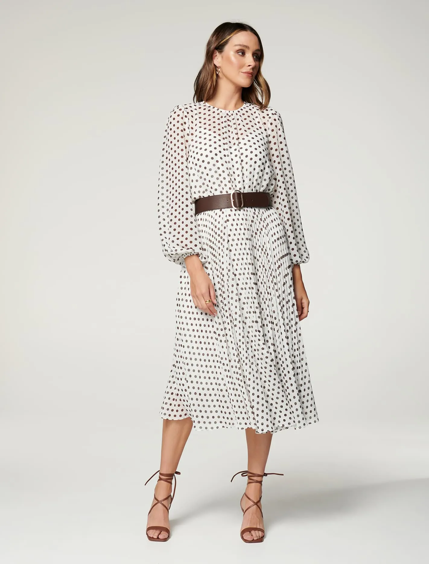 Fiona Pleat Belted Midi Dress