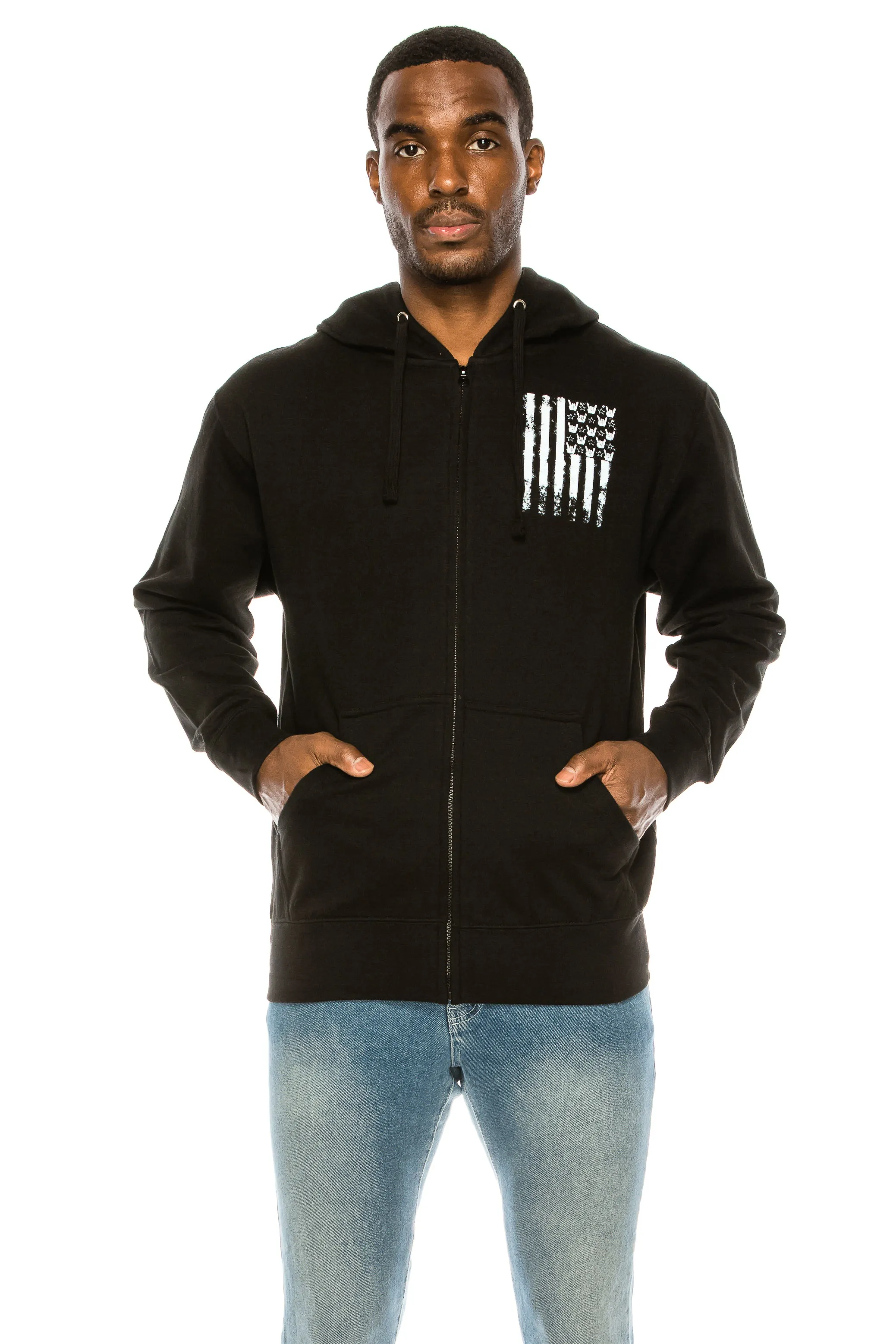 FLAG HANDS AND STRIPES HOODIE ZIP UP