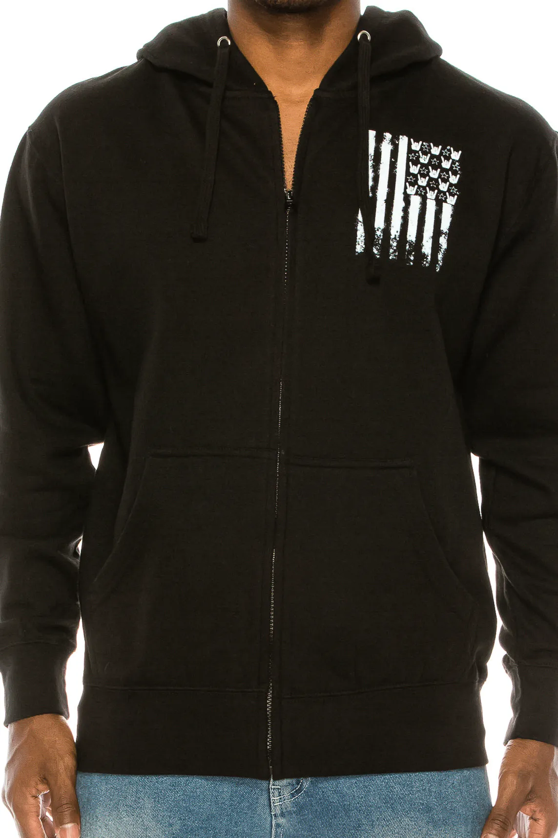 FLAG HANDS AND STRIPES HOODIE ZIP UP