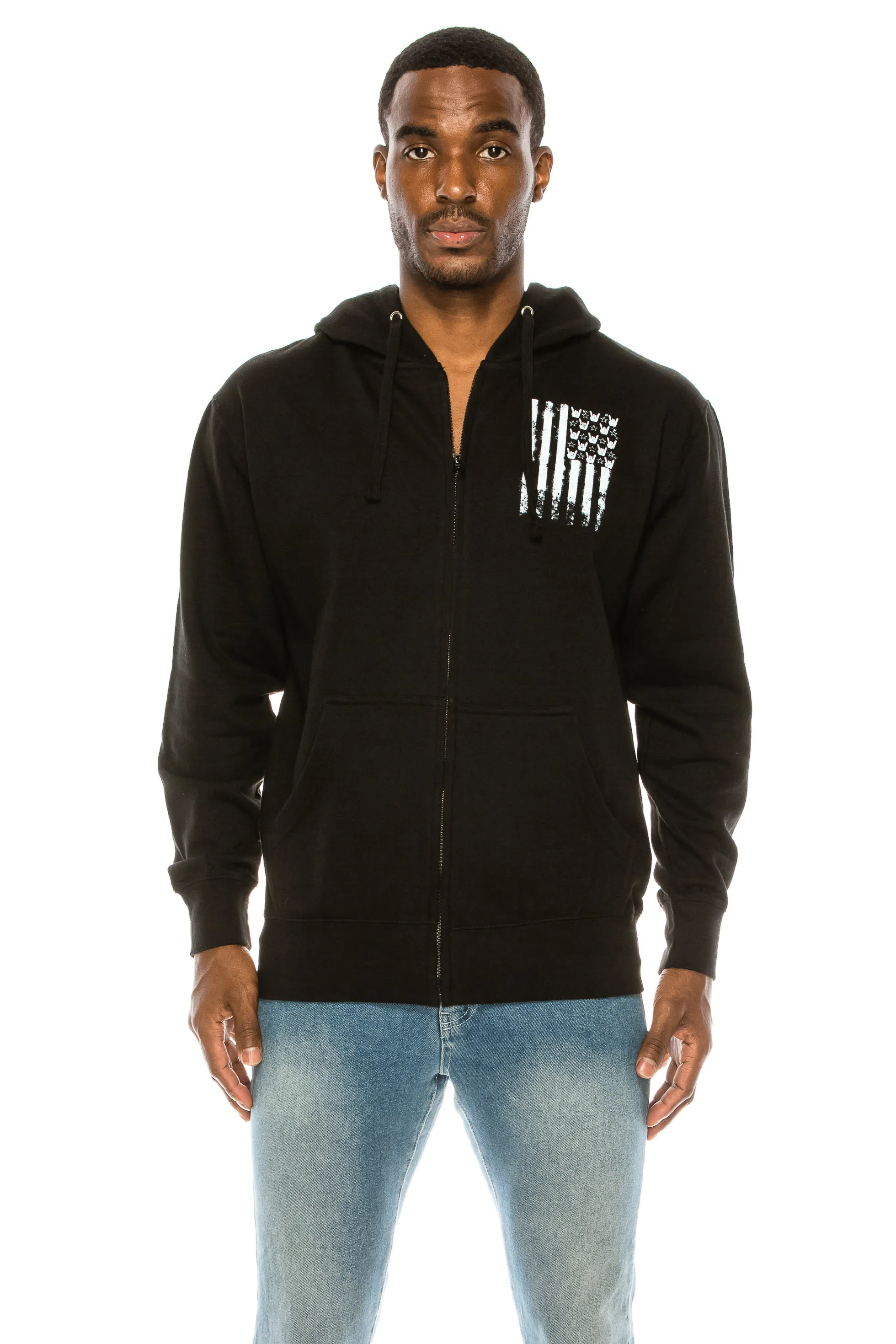 FLAG HANDS AND STRIPES HOODIE ZIP UP