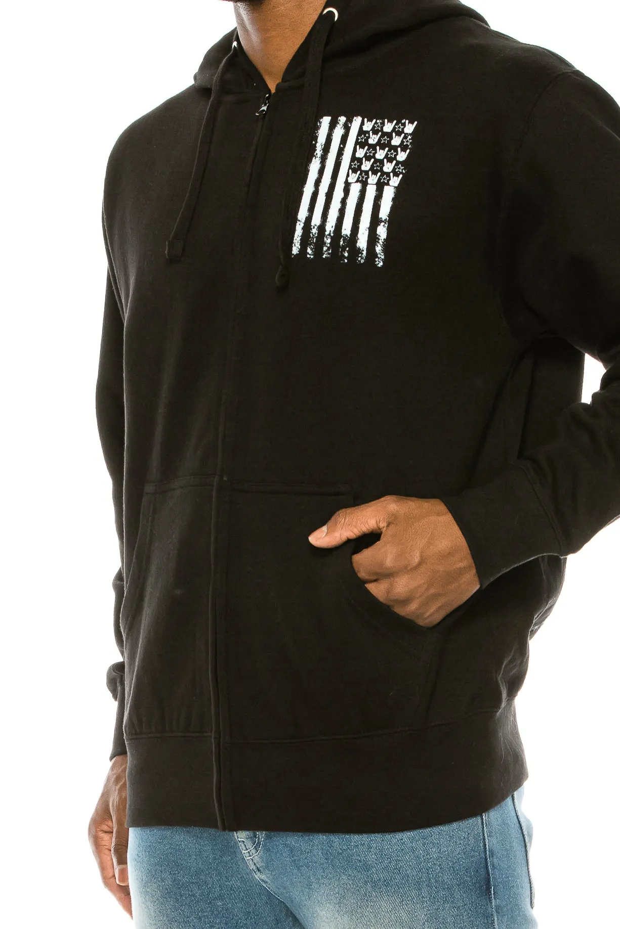 FLAG HANDS AND STRIPES HOODIE ZIP UP