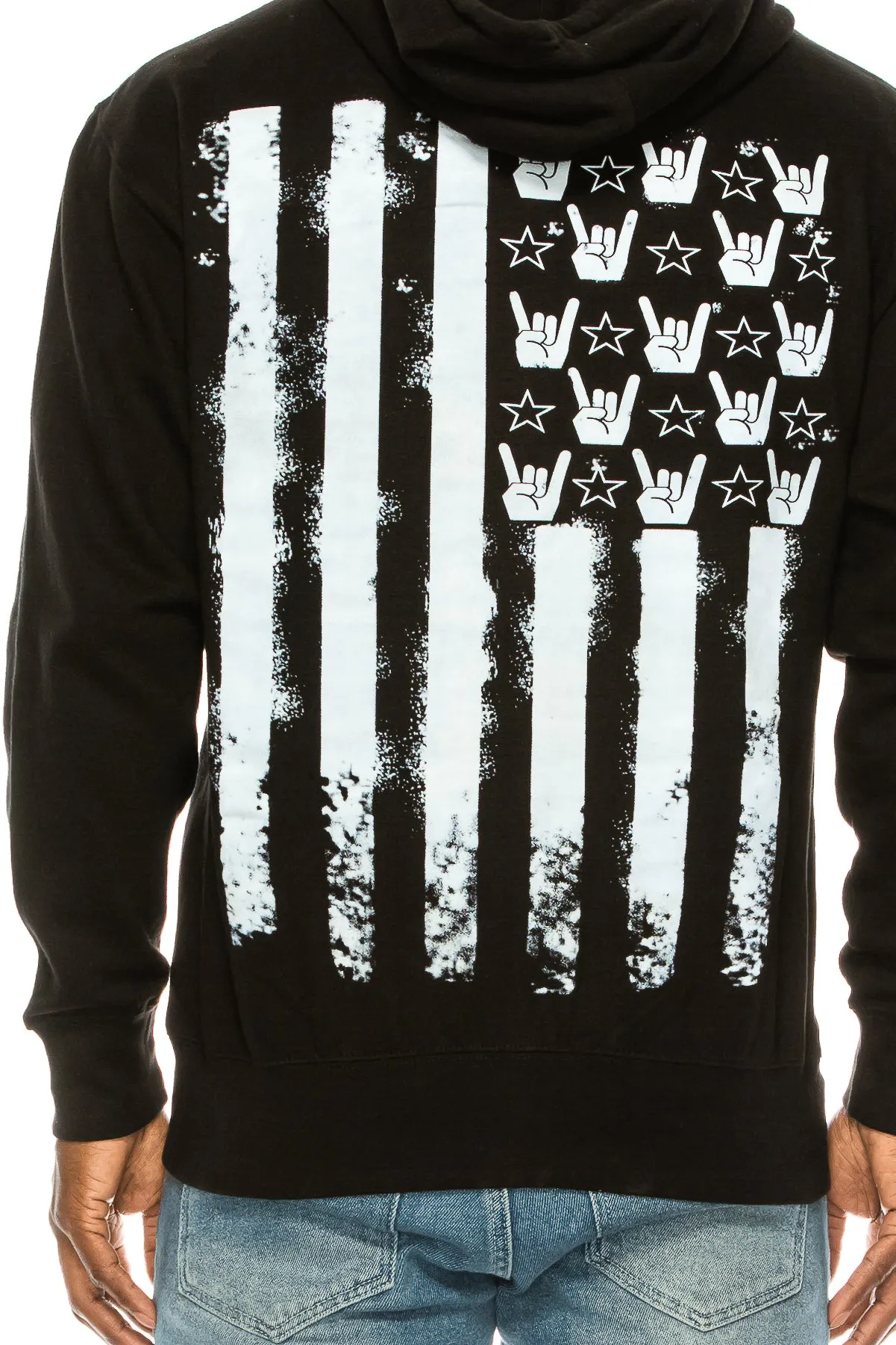 FLAG HANDS AND STRIPES HOODIE ZIP UP