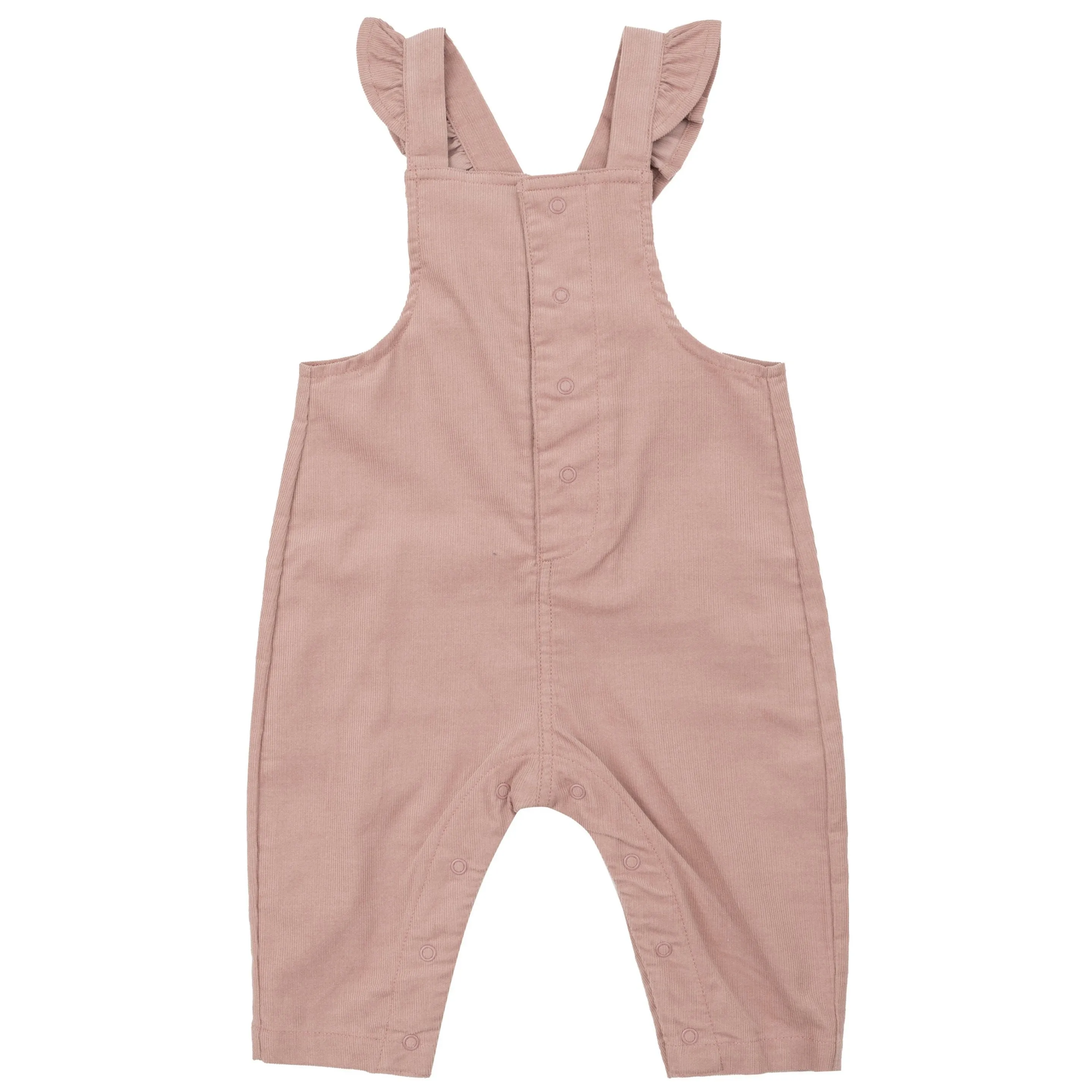 Front Snap Ruffle Overall  - Solid Misty Rose