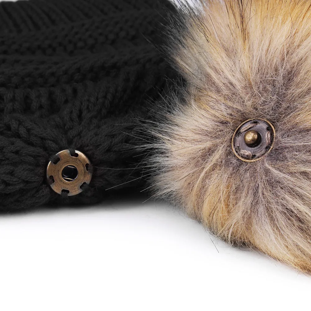 FURTALK Women Winter Slouchy Real Fur Pompom Hats Drop Shipping A003