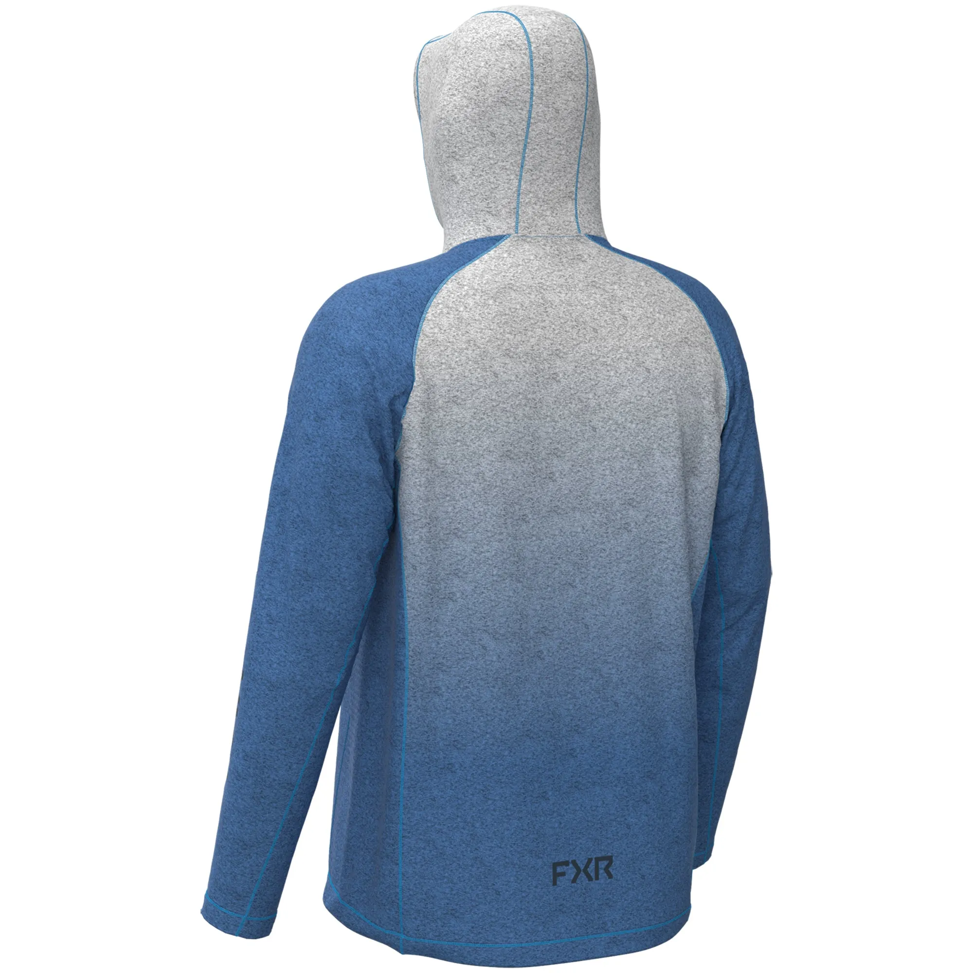 FXR  Mens Attack Air UPF Pullover Hoodie Blue Heather Polyester DWR Sunshield