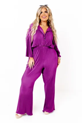 Genuine Gratitude Pleated High Waist Pants In Orchid Curves