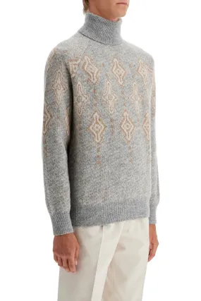 geometric jacquard turtleneck sweater