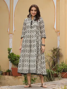 Geometric Print Anarkali Dress