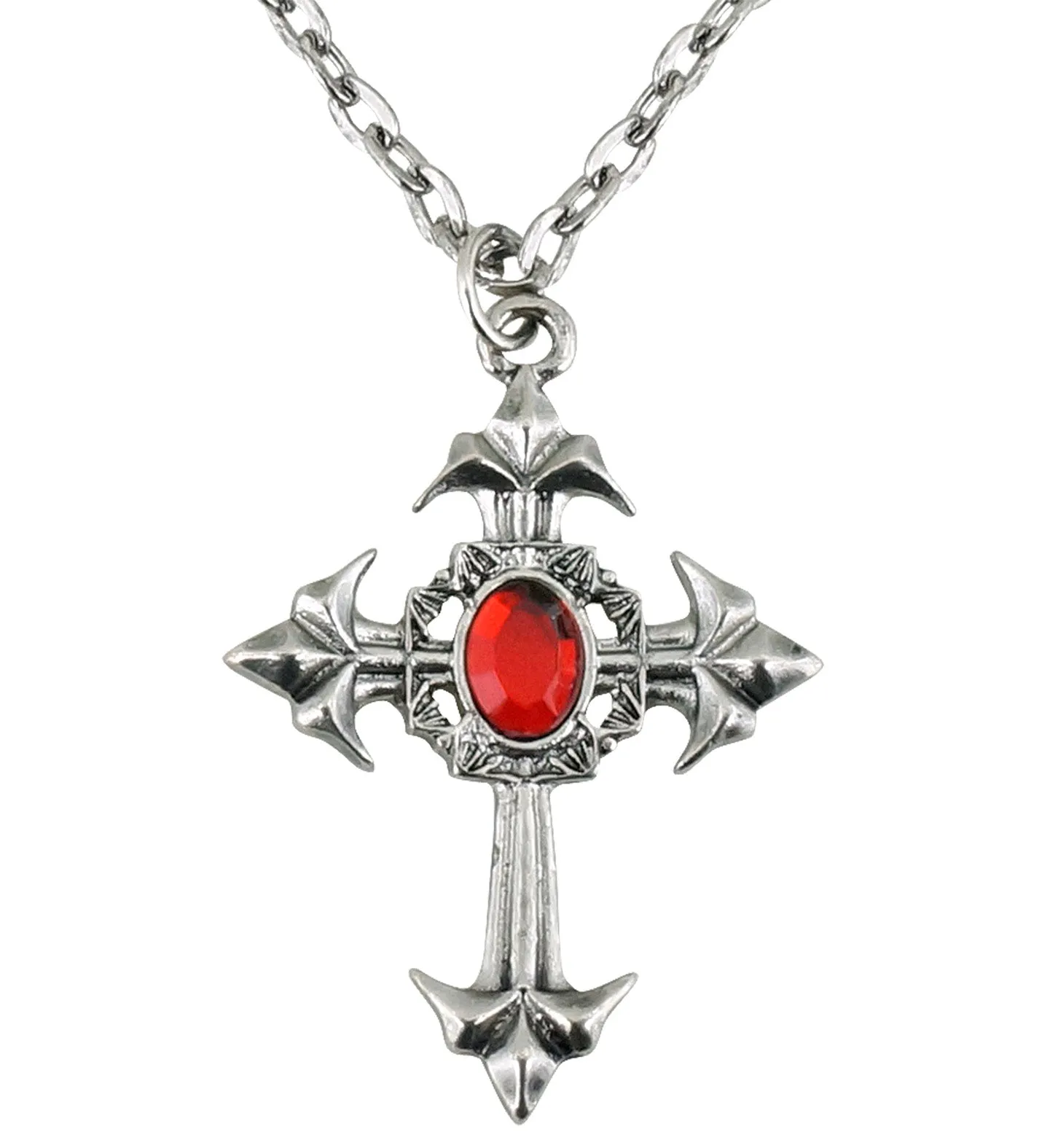 Gothic Cross Red Gem Jewellery