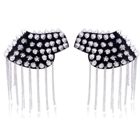 Gothic Punk Festival Cosplay Metal Shoulder Pad Epaulettes - Style 2 Silver