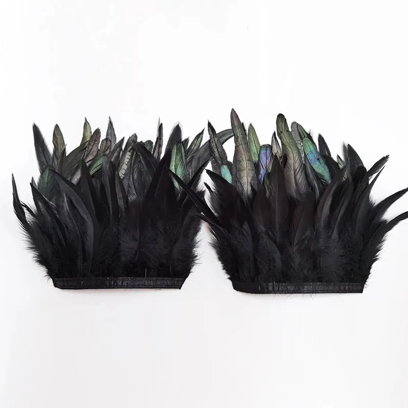 Gothic Victorian Cosplay Feather Shoulder Pad Epaulettes - Black