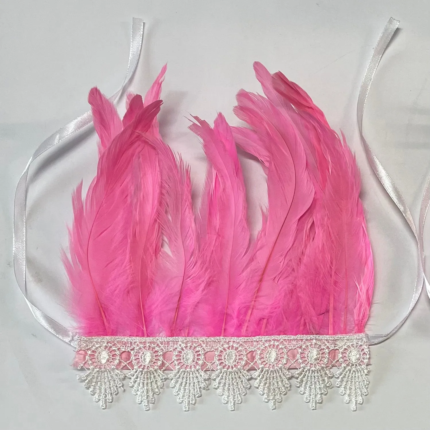 Gothic Victorian Cosplay Feather Wrist Cuffs - Hot Pink