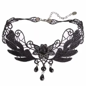 Gothic Victorian Cosplay Punk Fabric Choker - Black (Style 5)